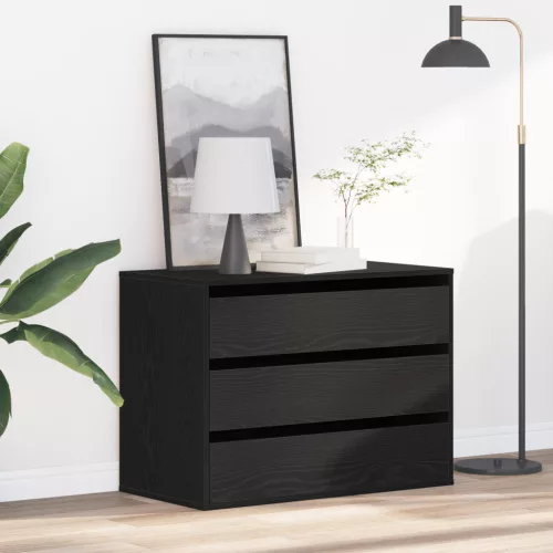 vidaXL Sarok Fiókos Szekrény Fekete Tölgy 80x41x58 cm Mérnöki Fa