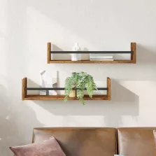   vidaXL Falpolc Falra szerelhető 2 pcs Öreg fa 60 x 16 x 14 cm