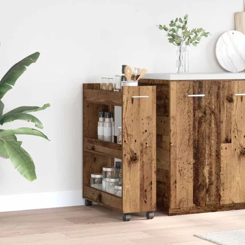 vidaXL Cabinet kerékkel Öreg fa 60 x 22 x 79 cm