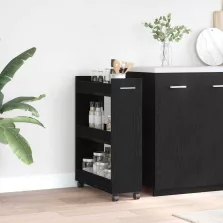 vidaXL Cabinet kerékkel Fekete tölgy 60 x 22 x 79 cm
