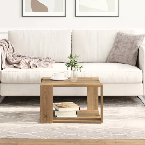 vidaXL Dohányzóasztal Műhely tölgy 51,5x51,5x30 cm Műszaki Fa