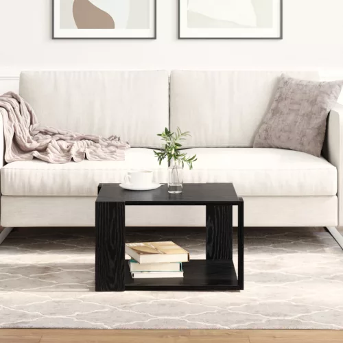 vidaXL Dohányzóasztal Fekete tölgy 51,5x51,5x30 cm Bútorlap