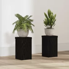   vidaXL Fekete Tölgy Növényállvány 2 db Fekete tölgy Fa 10 x 10 x 18 cm