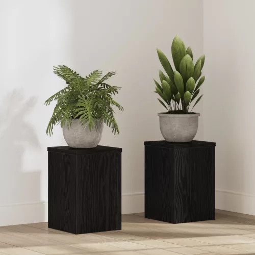 vidaXL Növényállványok 2 db Fekete tölgy 20x20x30 cm Mérnöki fa