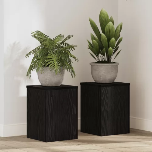 vidaXL Növényállványok 2 db Fekete tölgy 25x25x35 cm Mérnöki fa