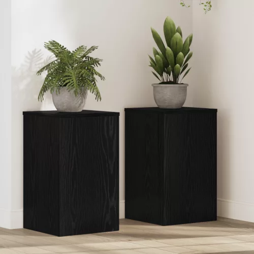vidaXL Növényállványok 2 db Fekete tölgy 30x30x50 cm MDF