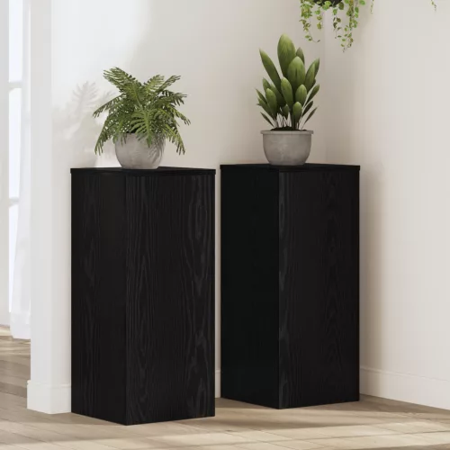 vidaXL Növényállványok 2 db Fekete Tölgy 30x30x70 cm Mérnökfa
