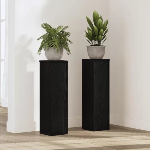 vidaXL Növénytartók 2 db Fekete Tölgy 17x17x60 cm Összeszerelt Fa