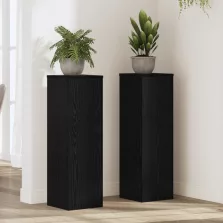 vidaXL Növényállványok 2 db Fekete tölgy 25x25x80 cm