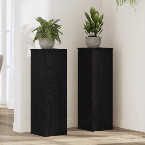 vidaXL Növényállványok 2 db Fekete tölgy 25x25x80 cm