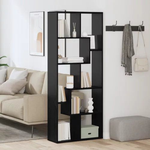 vidaXL Falat elválasztó könyvespolc Fekete tölgy 67x25x161.5 cm Szerelt fa