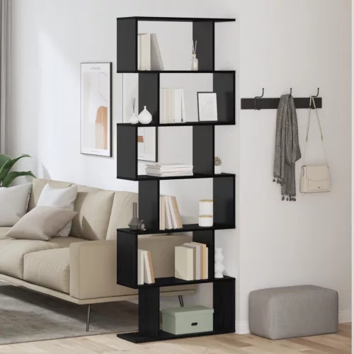 vidaXL Könyvespolc Fekete Tölgy - 70 x 24 x 193,5 cm, Műanyag Fa