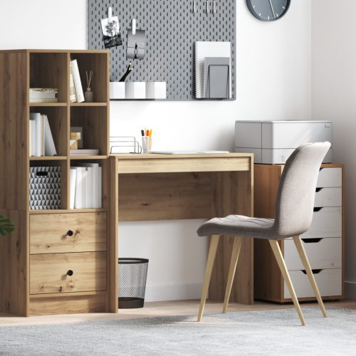 vidaXL Íróasztal Tömör tölgy Mérnökfa 80 x 40 x 76 cm Íróasztal