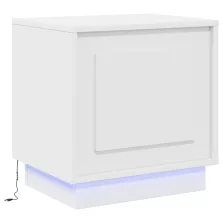   vidaXL Éjjeli asztal LED világítással Fehér 44x34,5x45 cm