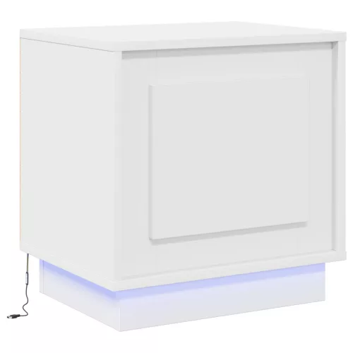 vidaXL Éjjeli asztal LED világítással Fehér 44x34,5x45 cm