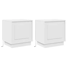   vidaXL Éjjeli szekrény LED fényekkel 2 db Fehér 44x34,5x45 cm