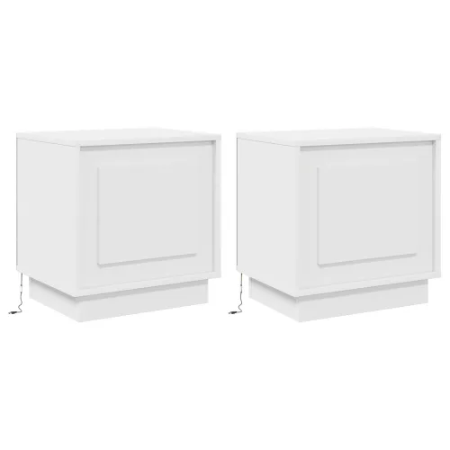 vidaXL Éjjeli szekrény LED fényekkel 2 db Fehér 44x34,5x45 cm