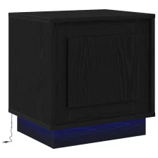   vidaXL Éjjeli asztal LED világítással Fekete tölgy 44x34,5x45 cm