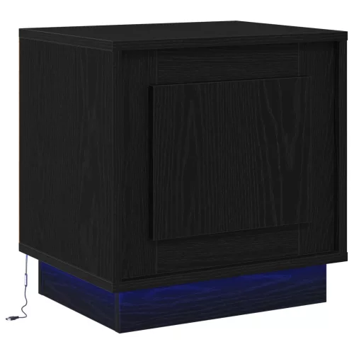 vidaXL Éjjeli asztal LED világítással Fekete tölgy 44x34,5x45 cm