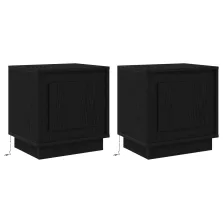   vidaXL Éjjeli szekrény LED világítással 2 db Fekete tölgy 44x34,5x45 cm