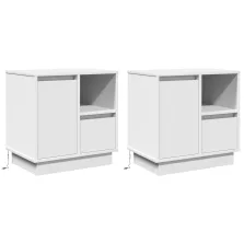 vidaXL Éjjeli asztalok LED-del 2 db Fehér 50x34,5x50 cm