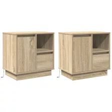   vidaXL Éjjeli Szekrények LED 2 db Sonoma Tölgy 50x34.5x50 cm
