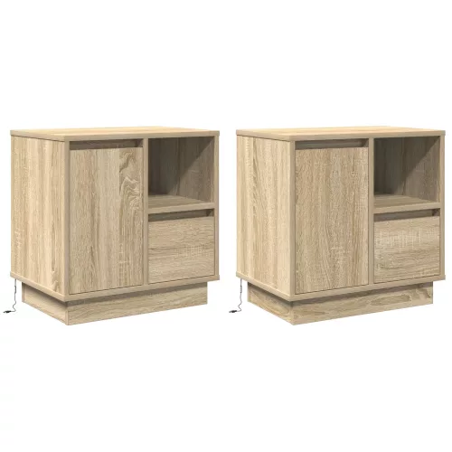 vidaXL Éjjeli Szekrények LED 2 db Sonoma Tölgy 50x34.5x50 cm