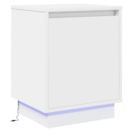 vidaXL Éjjeli asztal LED világítással Fehér 39x34,5x50 cm