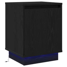   vidaXL Éjjeli asztal LED világítással Fekete 39x34,5x50 cm