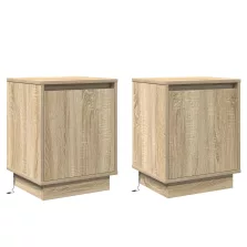   vidaXL LED világítással ellátott éjjeli szekrények 2 darab Sonoma tölgy 39x34,5x50 cm