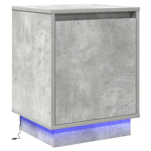 vidaXL Beton szürke éjjeli szekrény beépített LED világítással 39x34.5x50 cm