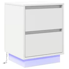   vidaXL Éjjeli szekrény LED világítással Fehér 39x34,5x50 cm