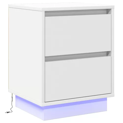 vidaXL Éjjeli szekrény LED világítással Fehér 39x34,5x50 cm