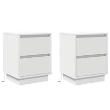   vidaXL Éjjeli Szekrények LED Fényekkel 2 db Fehér 39x34,5x50 cm