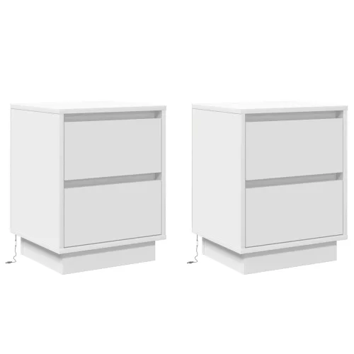 vidaXL Éjjeli Szekrények LED Fényekkel 2 db Fehér 39x34,5x50 cm
