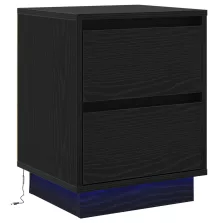 vidaXL LED Fényes Éjjeli Asztal Fekete 39x34,5x50 cm
