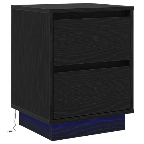 vidaXL LED Fényes Éjjeli Asztal Fekete 39x34,5x50 cm