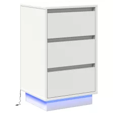   vidaXL éjjeli szekrény LED világítással, fehér 39x34,5x65 cm szerelt fa