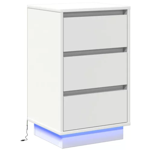 vidaXL éjjeli szekrény LED világítással, fehér 39x34,5x65 cm szerelt fa