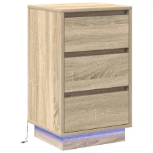   vidaXL Éjjeli kabinet LED világítással Sonoma tölgy 39x34,5x65 cm Szerelt fa