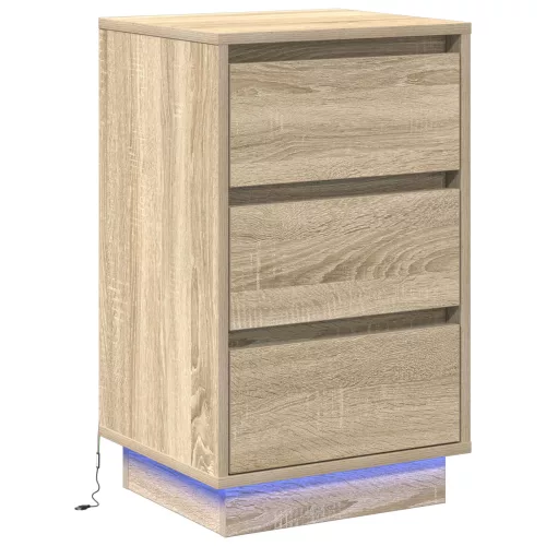 vidaXL Éjjeli kabinet LED világítással Sonoma tölgy 39x34,5x65 cm Szerelt fa