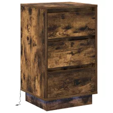   vidaXL éjjeli szekrény LED-füstölt tölgy 39x34.5x65 cm szerelt fa