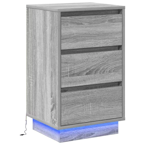 vidaXL Éjjeli Szekrény LED-del Szürke Sonával 39x34.5x65 cm Mérnöki Fa
