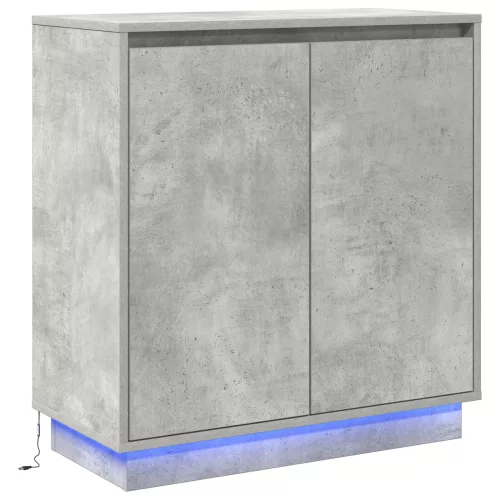 vidaXL LED-es oldalszekrény, betonszürke, 71x34,5x75 cm, mérnöki fa