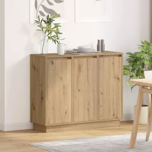vidaXL LED tálaló polcokkal Artisan tölgy 90 x 32 x 75 cm Faanyag