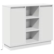 vidaXL LED-es oldalszekrény Fehér 90x32x75 cm Mérnöki fa