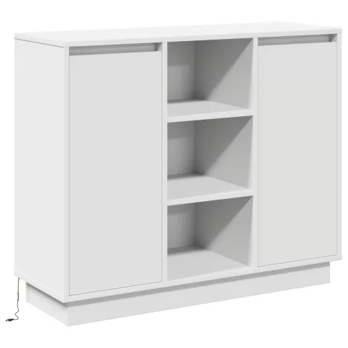 vidaXL LED-es oldalszekrény Fehér 90x32x75 cm Mérnöki fa