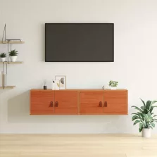   vidaXL Fali Szekrény 2 pcs Faggyú barna 60 x 30 x 30 cm Tömör fenyőfa