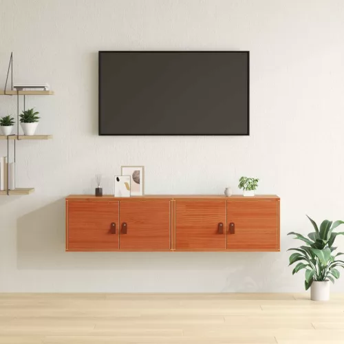 vidaXL Fali Szekrény 2 pcs Faggyú barna 60 x 30 x 30 cm Tömör fenyőfa