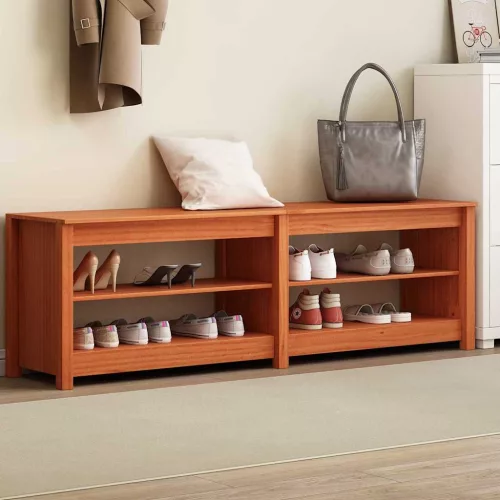 vidaXL Cipőpad polcokkal tárolóval Faggyú barna 160 x 36,5 x 50 cm